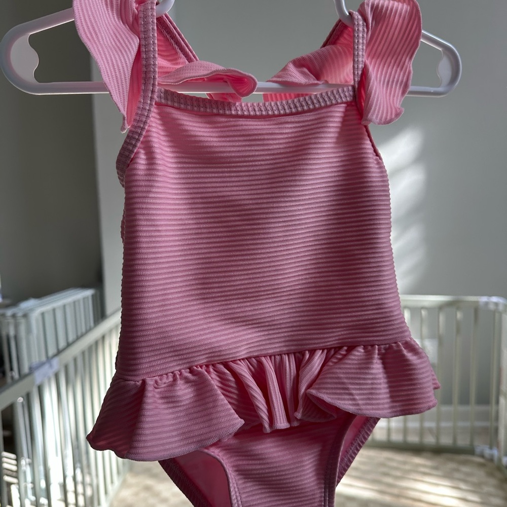 The Beaufort Bonnet Pink Striped Ruffle Swimsuit